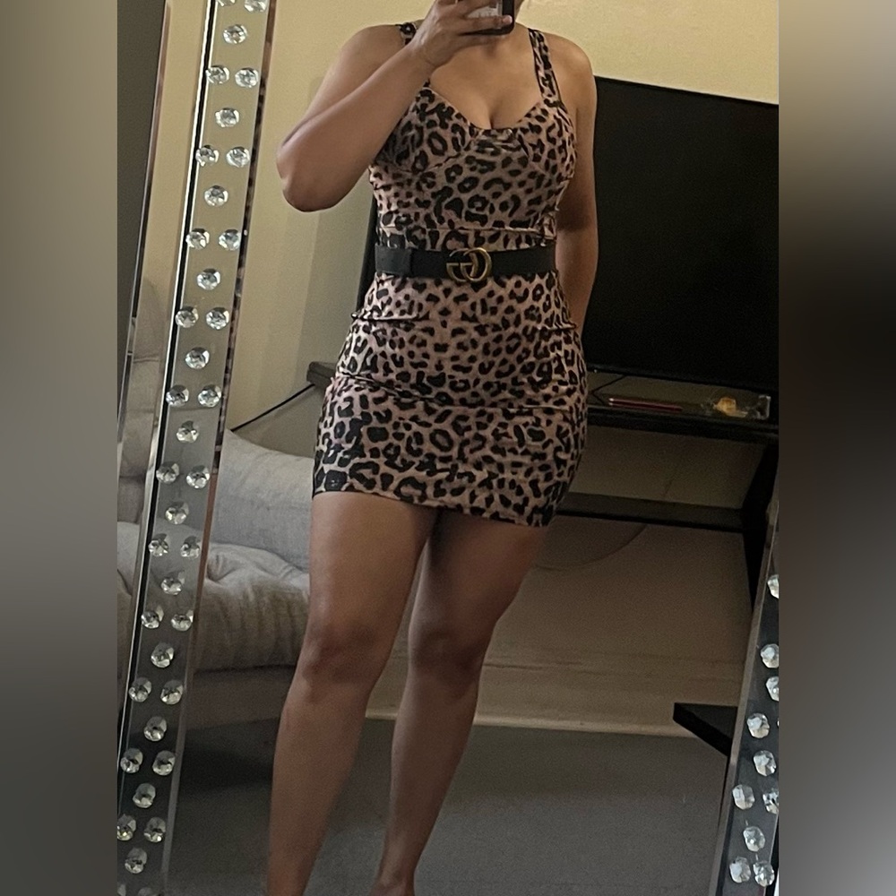 Haute Monde Pink and Black Animal Print Mini Dress